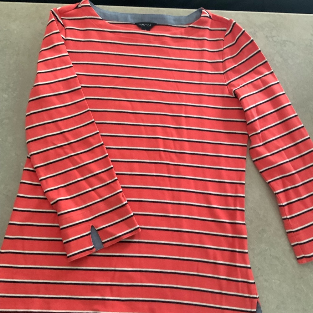 Nautica Red Striped Blouse